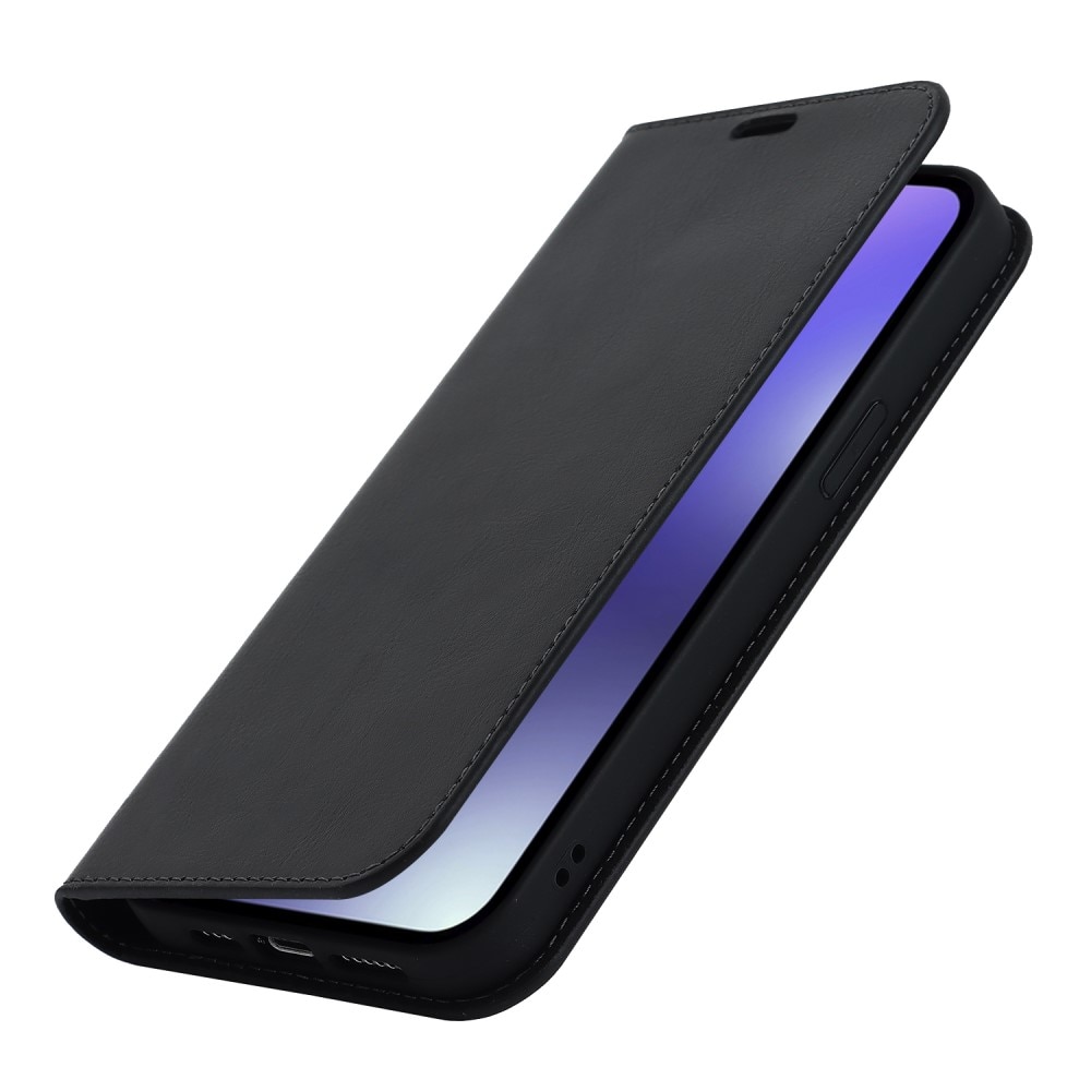 Coque portefeuille en cuir Veritable iPhone 15 Pro Max, Noir