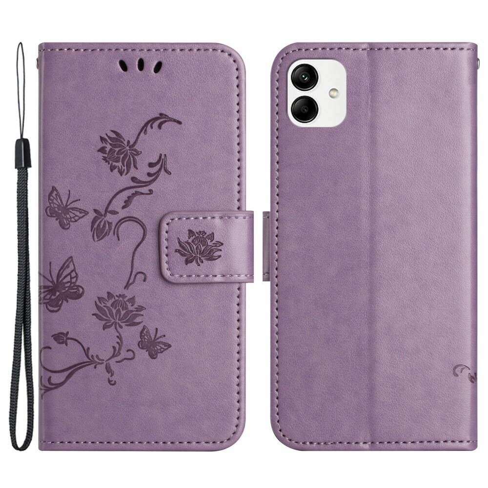 Étui en cuir à papillons pour Motorola Moto G14, violet