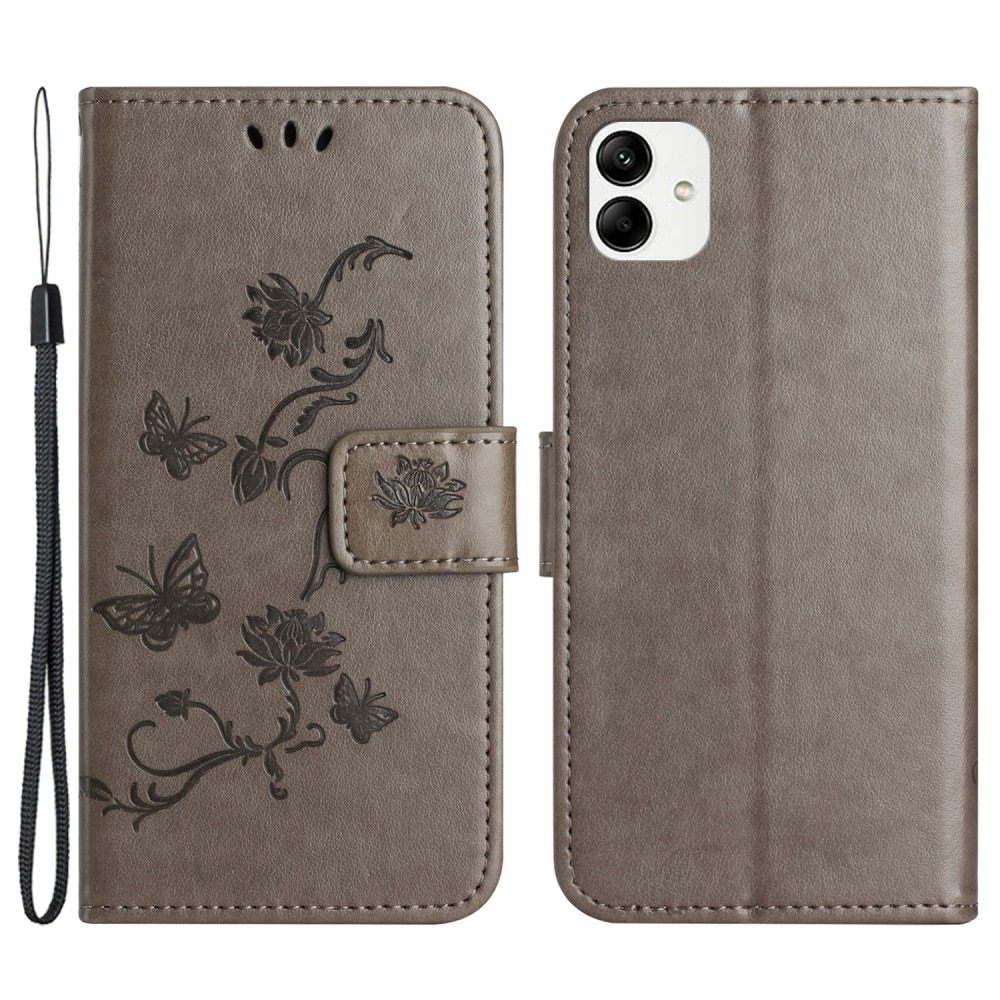 Étui en cuir à papillons pour Motorola Moto G14, Gris