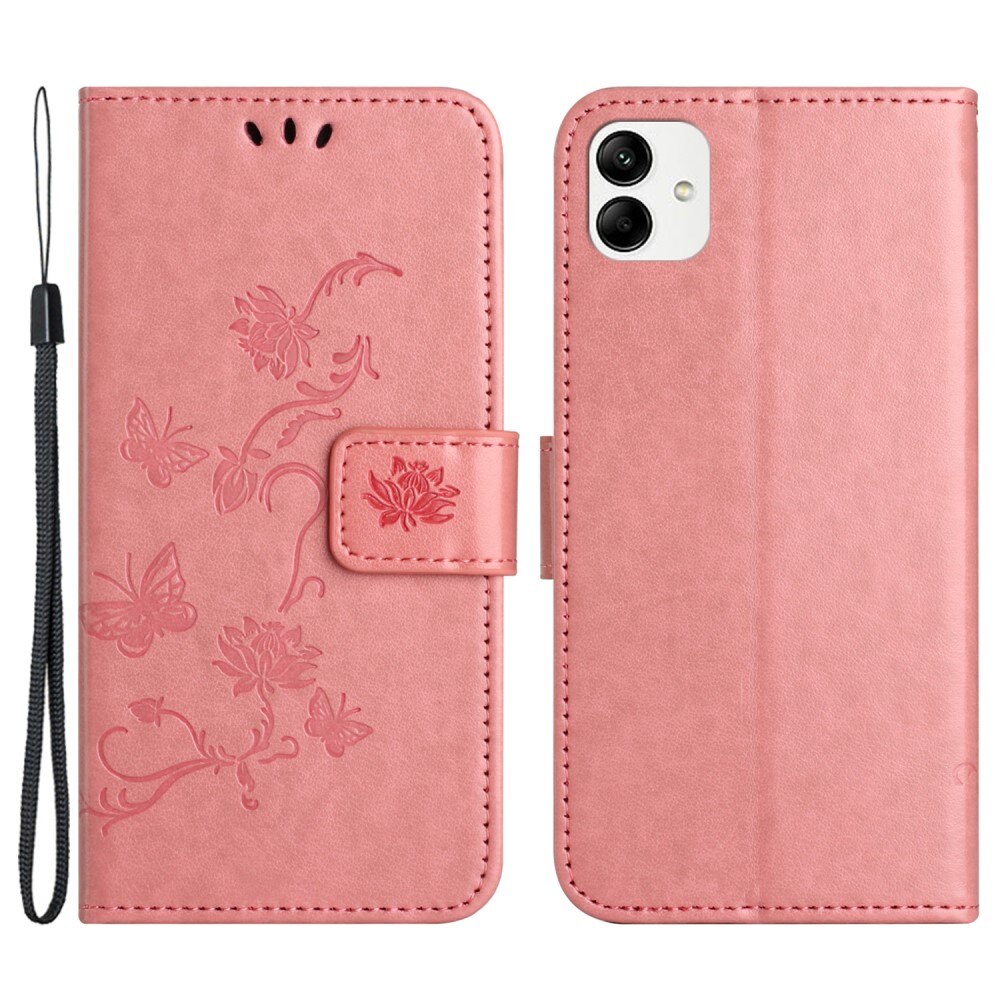 Étui en cuir à papillons pour Motorola Moto G14, rose