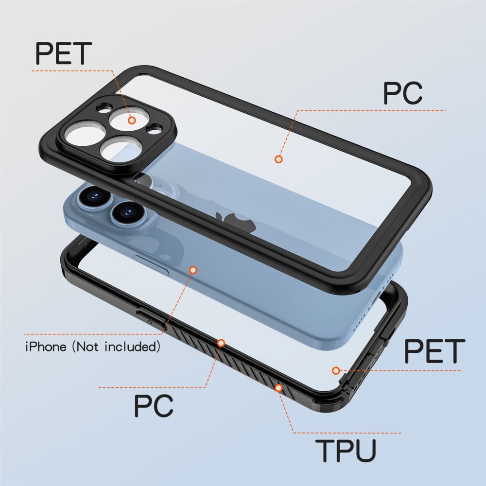 Coque étanche iPhone 15 Pro, transparent