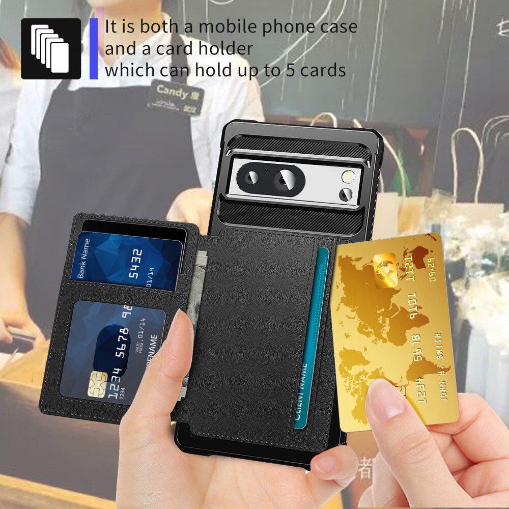 Coque porte-cartes Tough Multi-slot Google Pixel 8, Noir