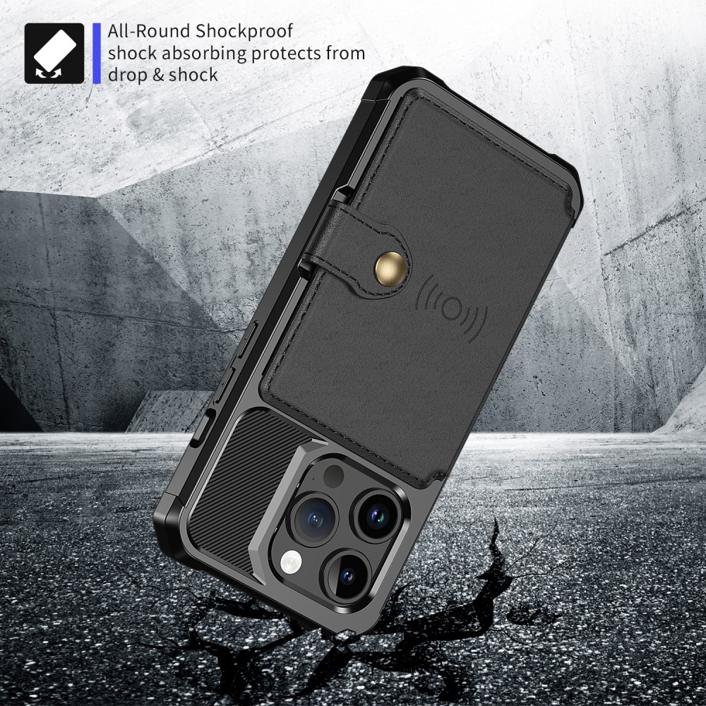 Coque porte-cartes Tough Multi-slot iPhone 15 Pro Max, Noir