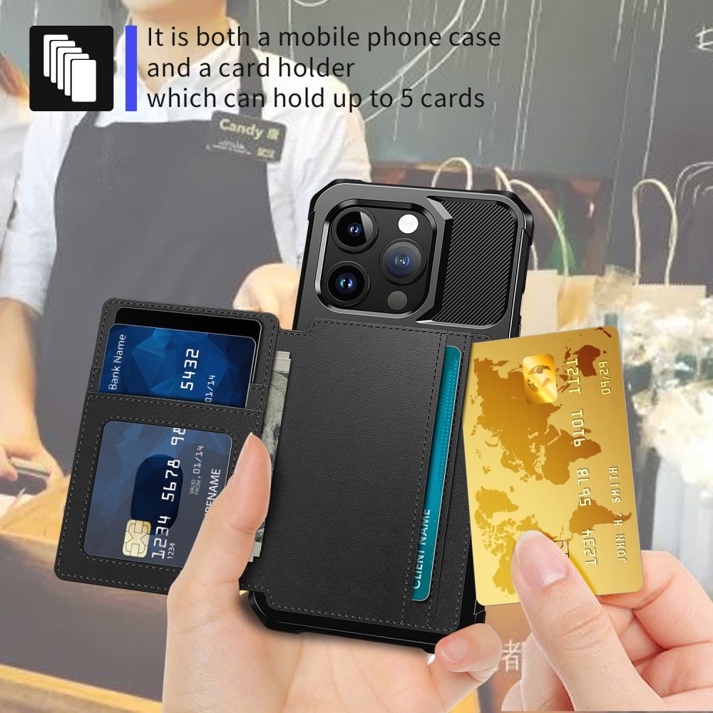Coque porte-cartes Tough Multi-slot iPhone 15 Pro Max, Noir