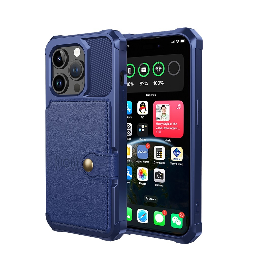 Coque porte-cartes Tough Multi-slot iPhone 15 Pro Max, bleu