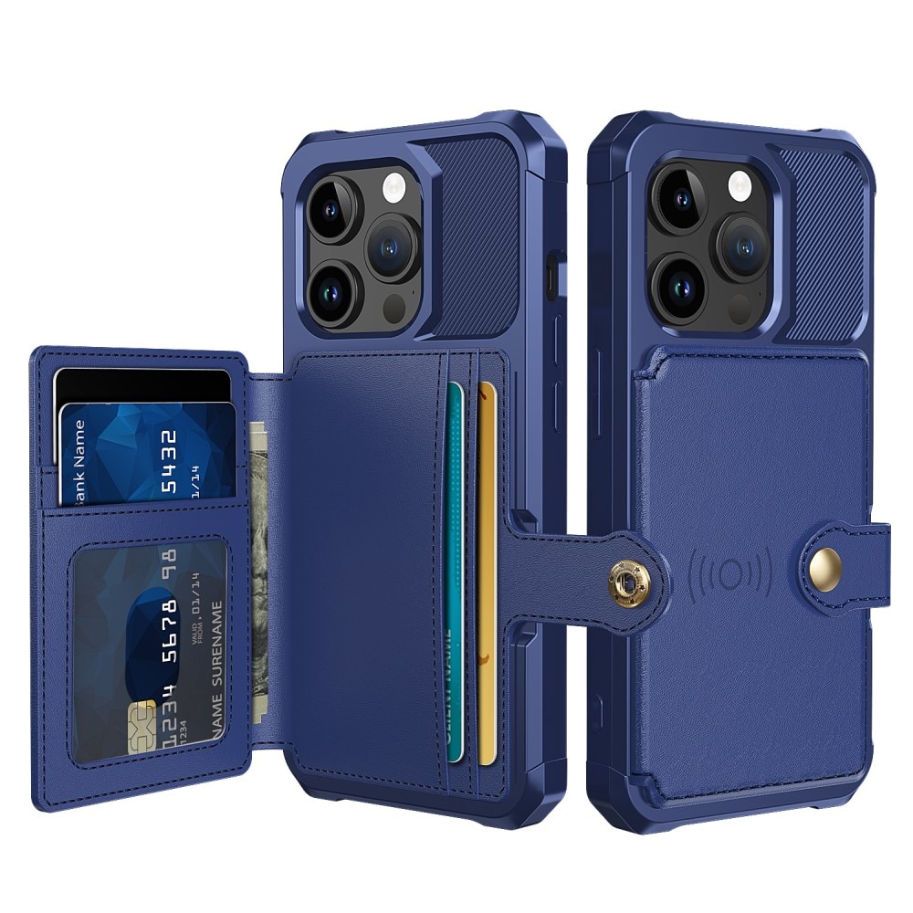 Coque porte-cartes Tough Multi-slot iPhone 15 Pro Max, bleu