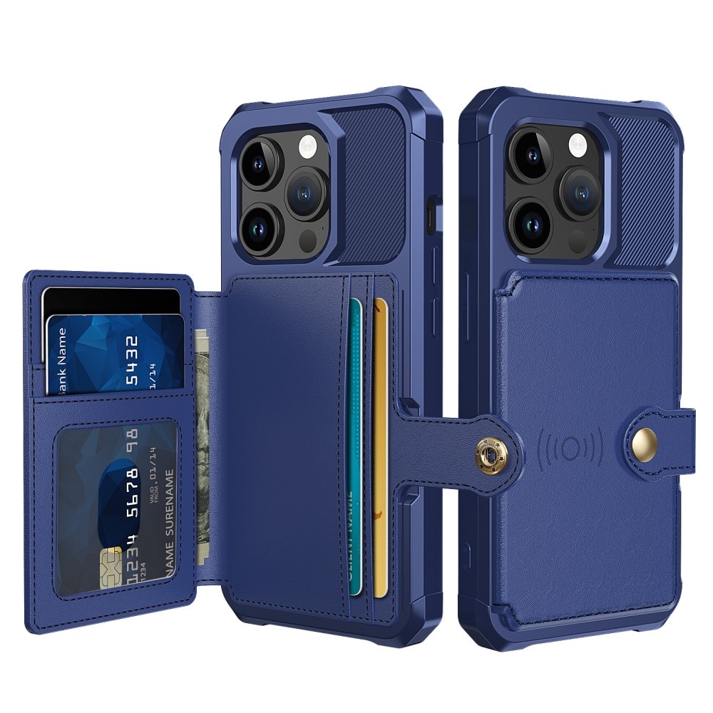 Coque porte-cartes Tough Multi-slot iPhone 15 Pro Max, Bleu
