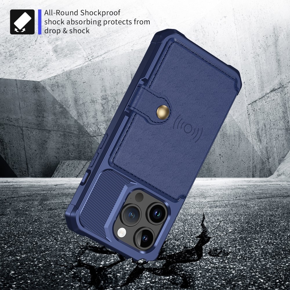 Coque porte-cartes Tough Multi-slot iPhone 15 Pro Max, bleu