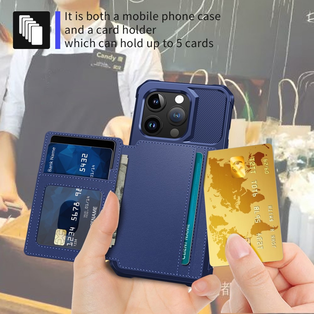 Coque porte-cartes Tough Multi-slot iPhone 15 Pro Max, bleu