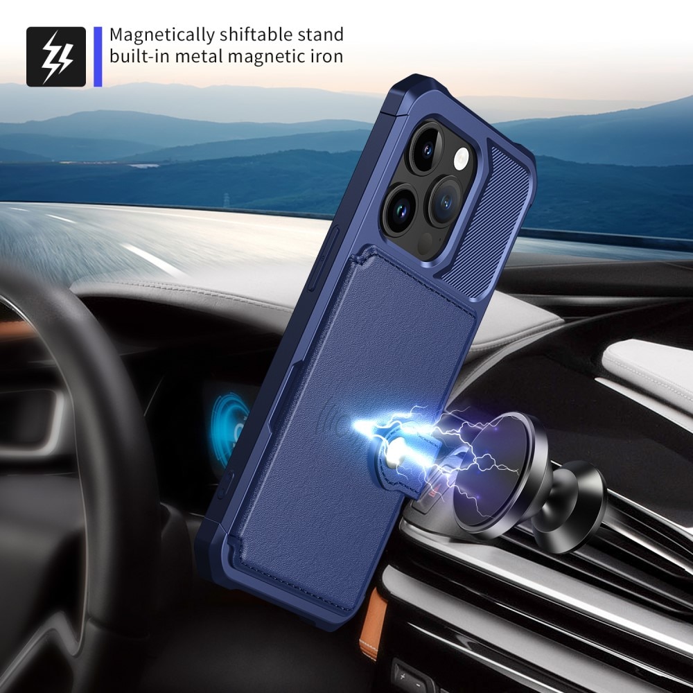Coque porte-cartes Tough Multi-slot iPhone 15 Pro Max, Bleu