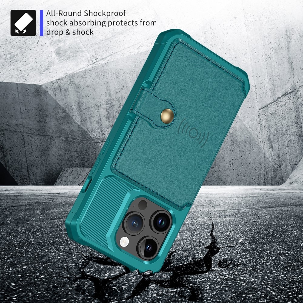 Coque porte-cartes Tough Multi-slot iPhone 15 Pro Max, Vert