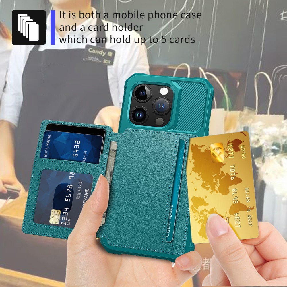 Coque porte-cartes Tough Multi-slot iPhone 15 Pro Max, Vert