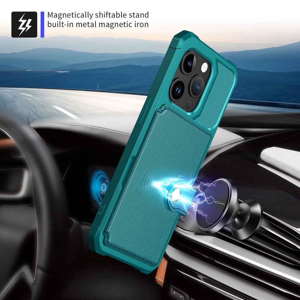 Coque porte-cartes Tough Multi-slot iPhone 15 Pro Max, Vert