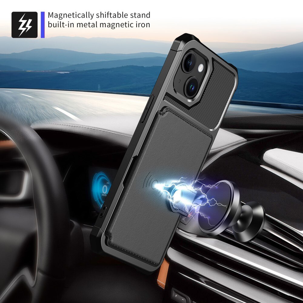 Coque porte-cartes Tough Multi-slot iPhone 15, Noir