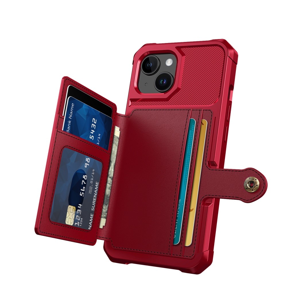 Coque porte-cartes Tough Multi-slot iPhone 15, rouge