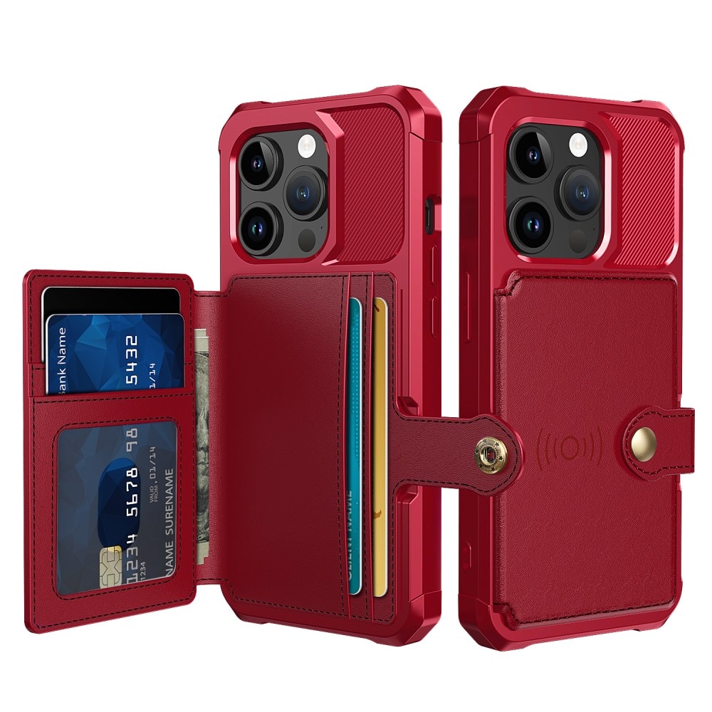 Coque porte-cartes Tough Multi-slot iPhone 15 Pro, Rouge
