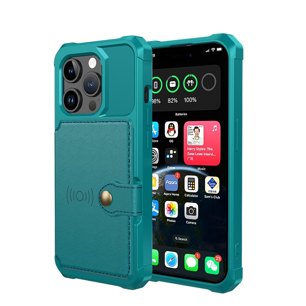 Coque porte-cartes Tough Multi-slot iPhone 15 Pro, Vert