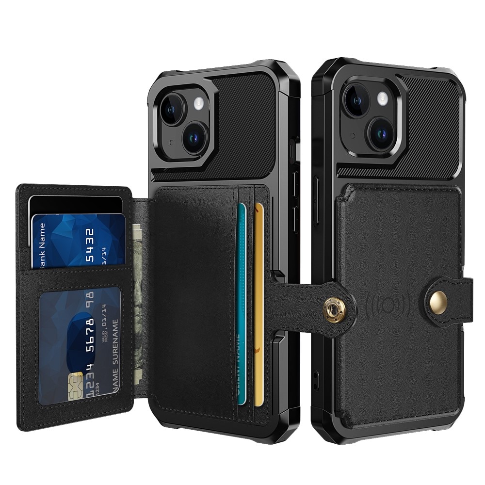 Coque porte-cartes Tough Multi-slot iPhone 15 Plus, Noir