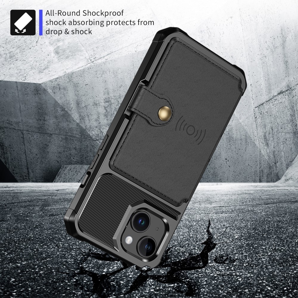 Coque porte-cartes Tough Multi-slot iPhone 15 Plus, noir