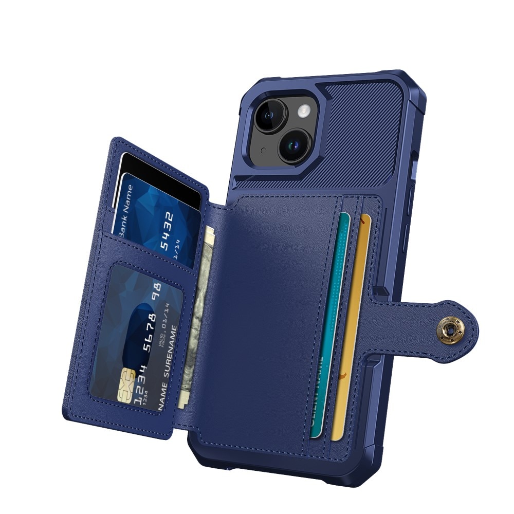 Coque porte-cartes Tough Multi-slot iPhone 15 Plus, bleu