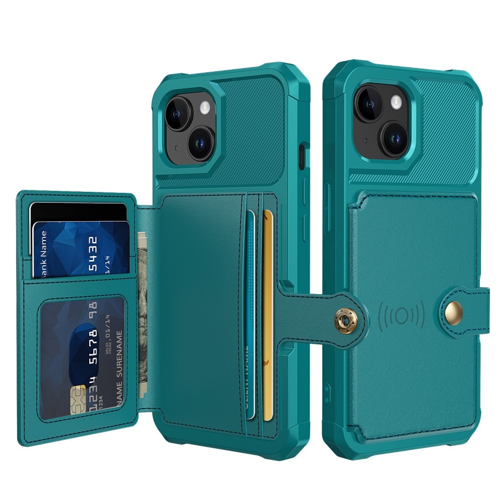 Coque porte-cartes Tough Multi-slot iPhone 15 Plus, vert