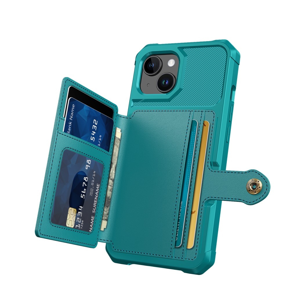 Coque porte-cartes Tough Multi-slot iPhone 15 Plus, vert