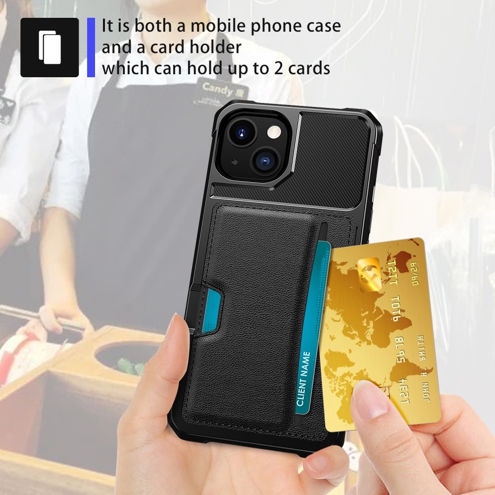 Coque Tough Card Case iPhone 15 Plus, noir