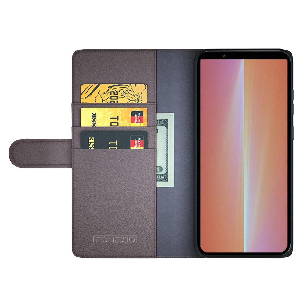 Étui en cuir veritable Sony Xperia 5 V, Marron