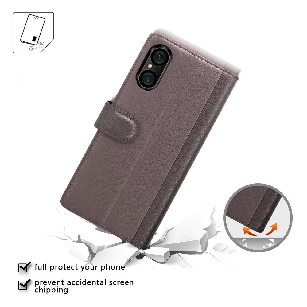 Étui en cuir veritable Sony Xperia 5 V, Marron