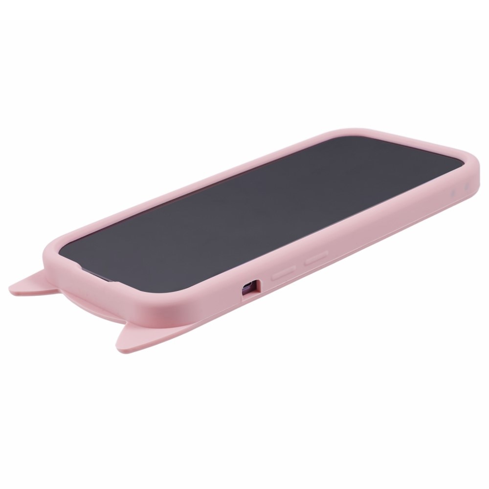 Coque en silicone Chat iPhone 14 Pro, rose