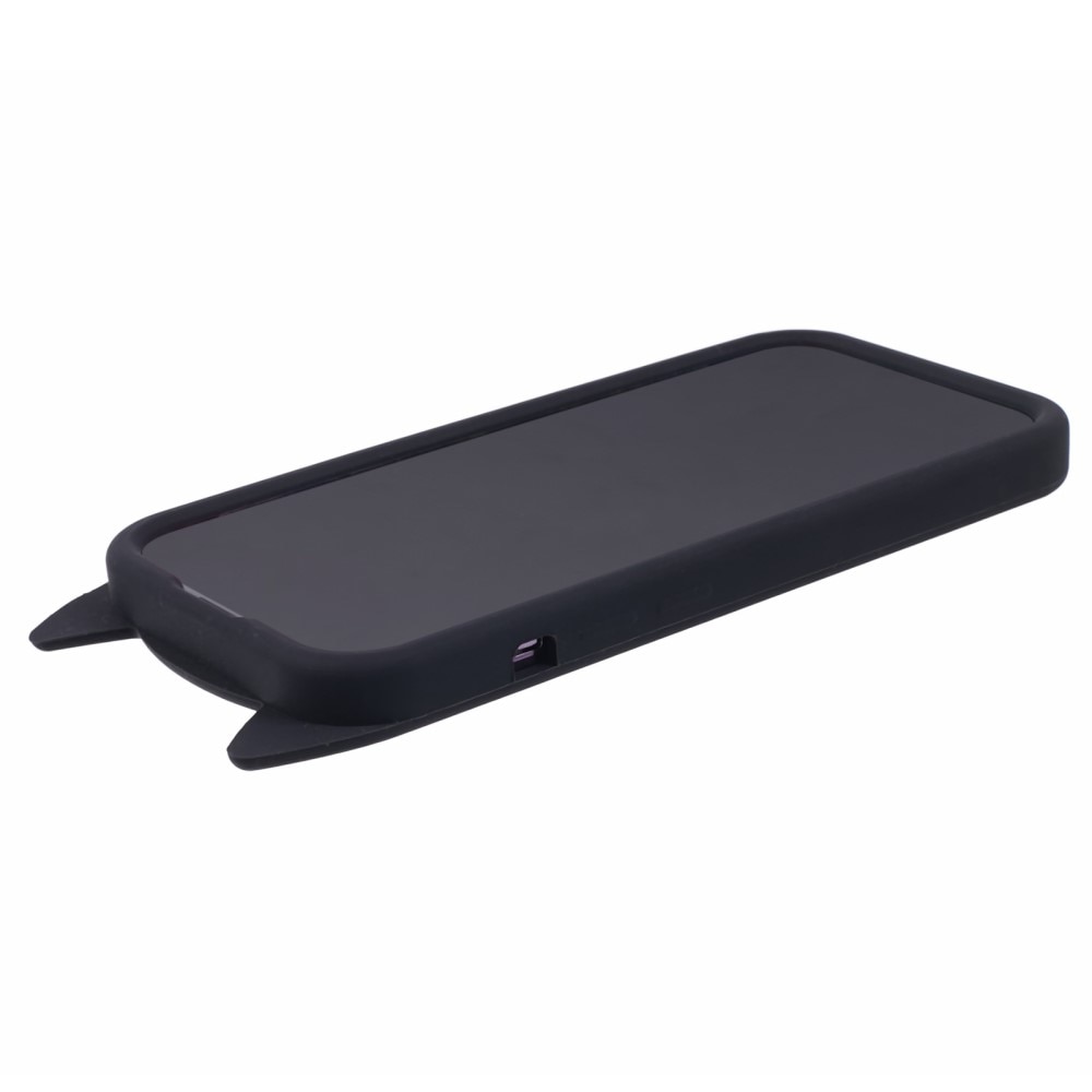 Coque en silicone Chat iPhone 14 Pro, noir