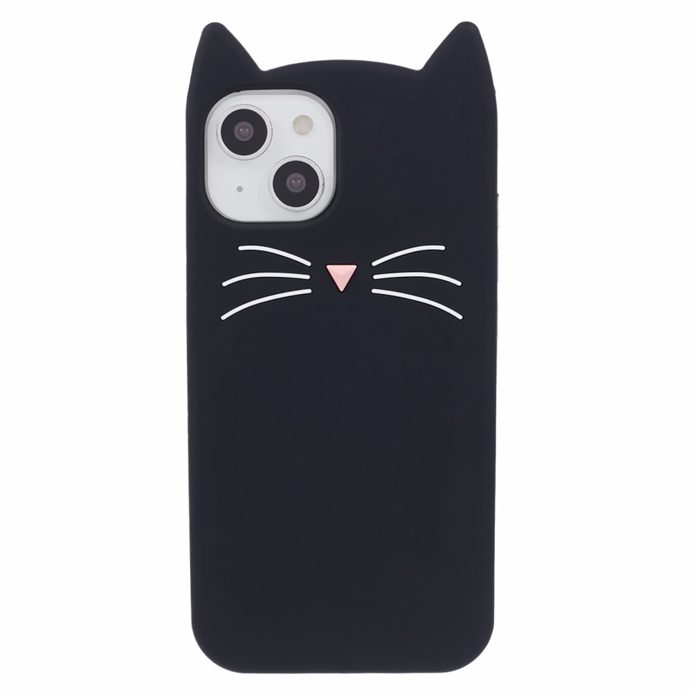 Coque en silicone Chat iPhone 13, noir