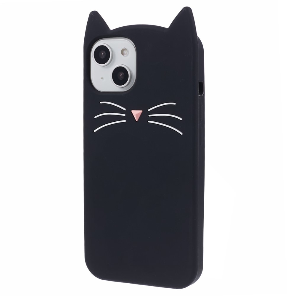 Coque en silicone Chat iPhone 13, noir