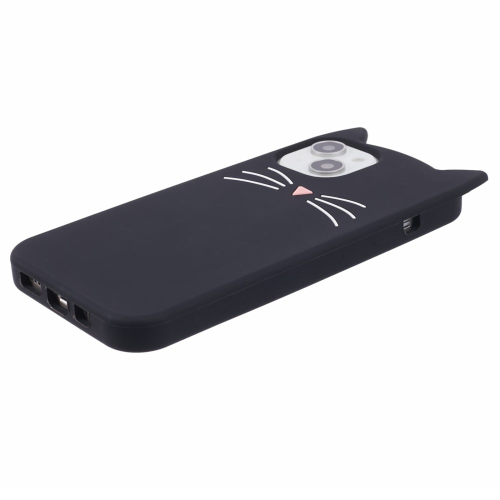 Coque en silicone Chat iPhone 13, noir