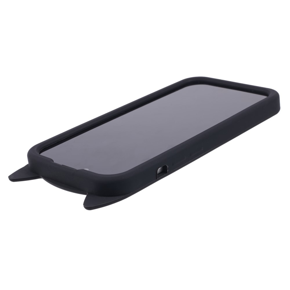 Coque en silicone Chat iPhone 13, noir