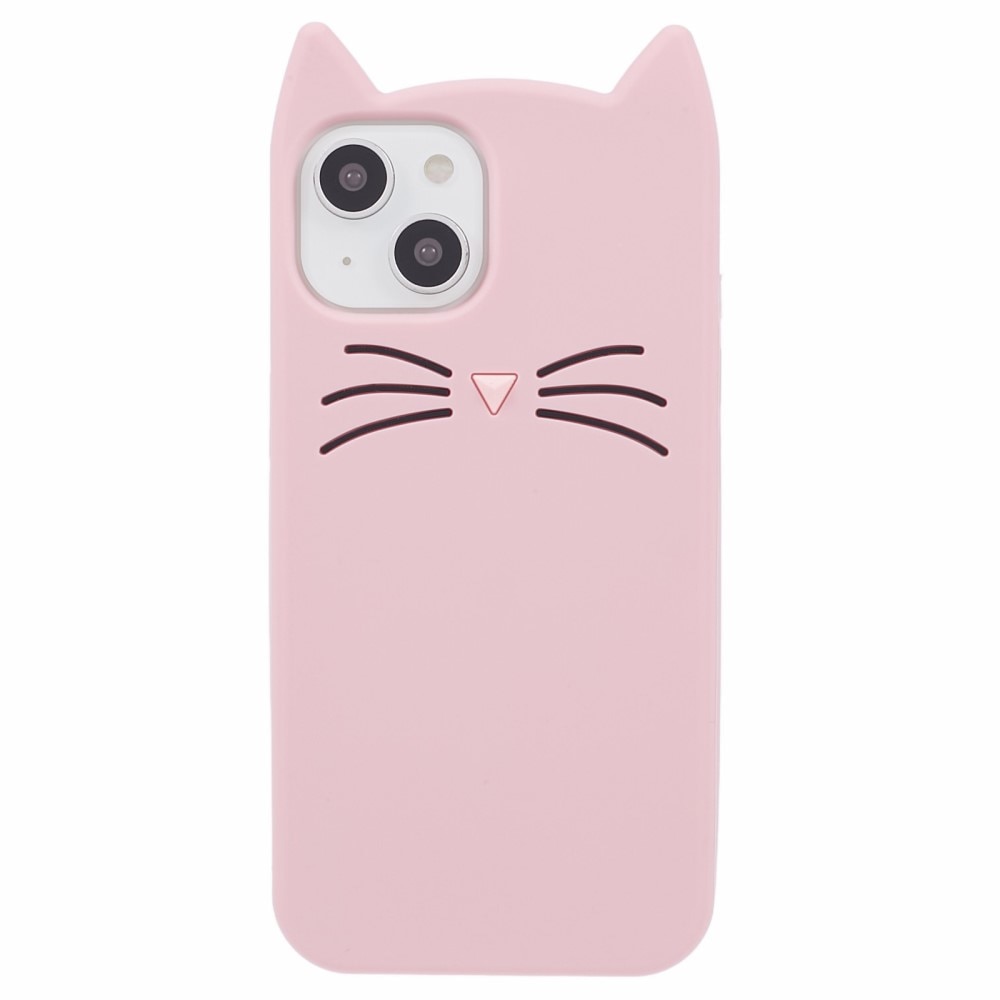 Coque en silicone Chat iPhone 13, rose