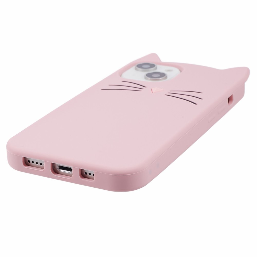 Coque en silicone Chat iPhone 13, rose