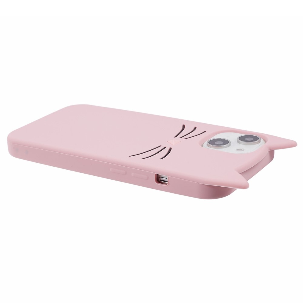 Coque en silicone Chat iPhone 13, rose