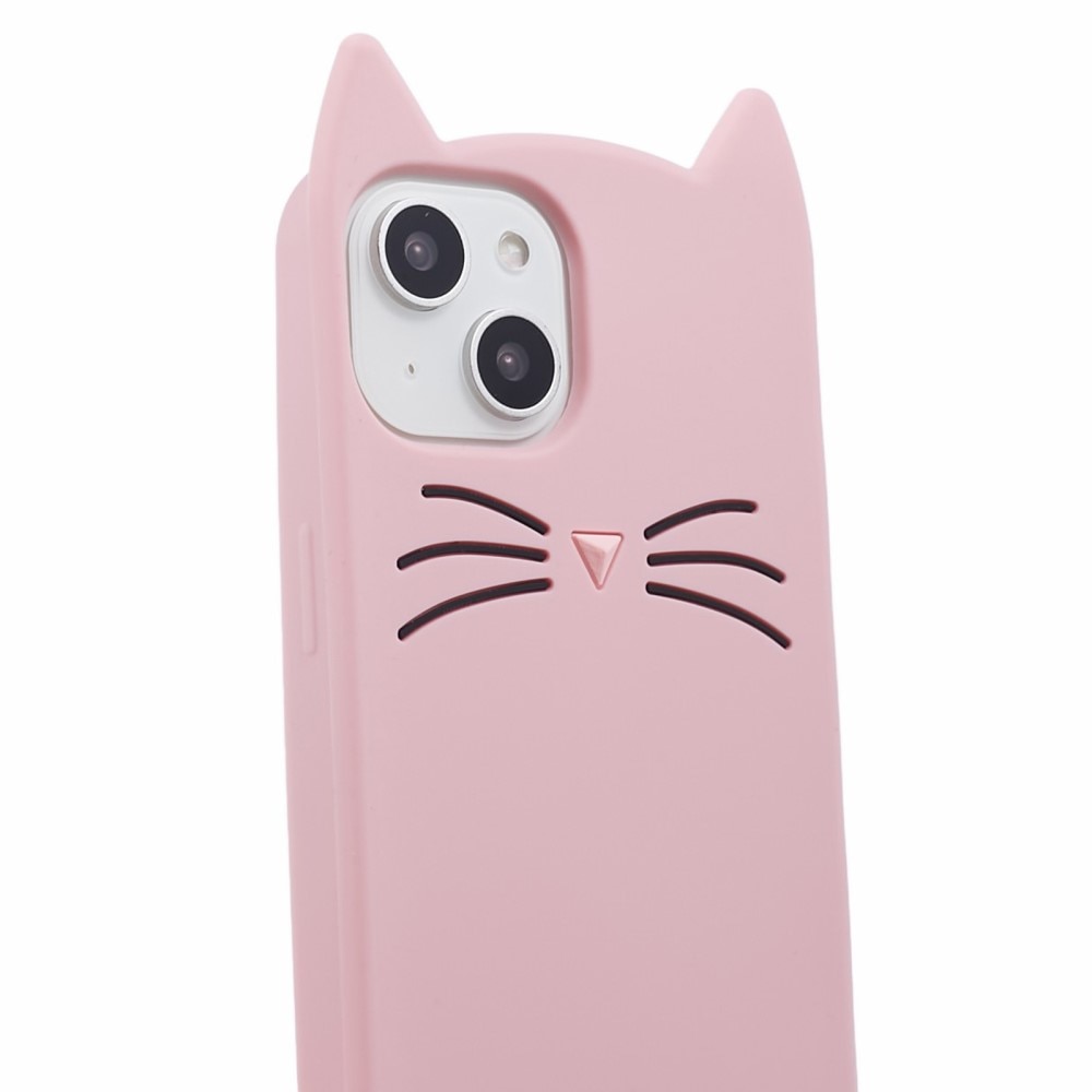 Coque en silicone Chat iPhone 13, rose