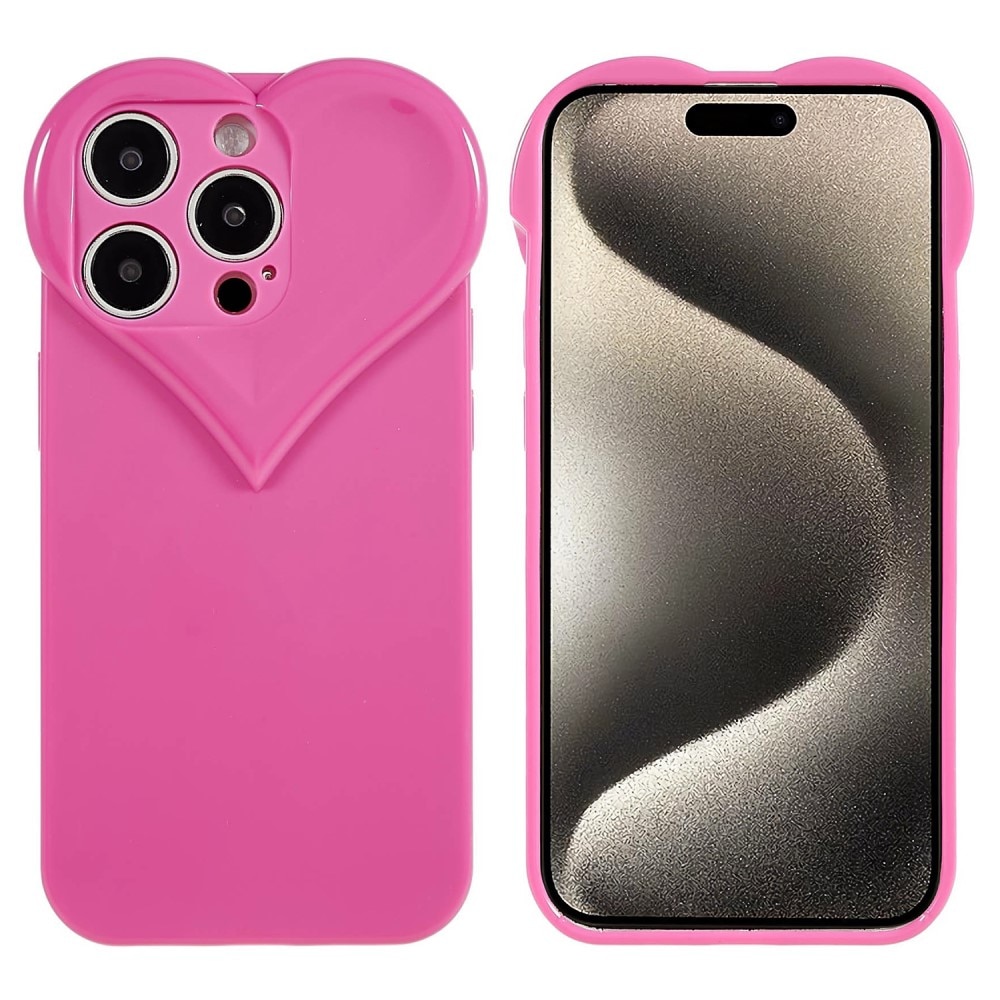 Coque TPU Cœur iPhone 15 Pro, rose