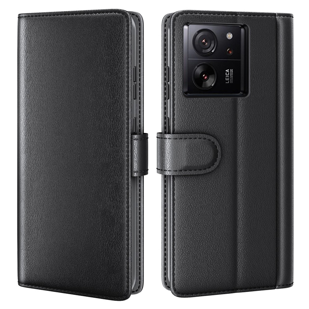 Étui en cuir veritable Xiaomi Redmi 13C, Noir