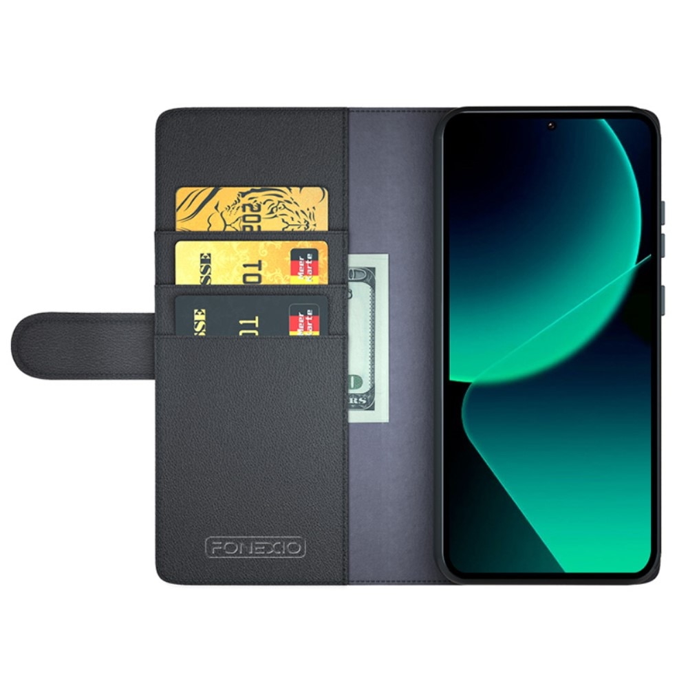 Étui en cuir veritable Xiaomi 13T, Noir