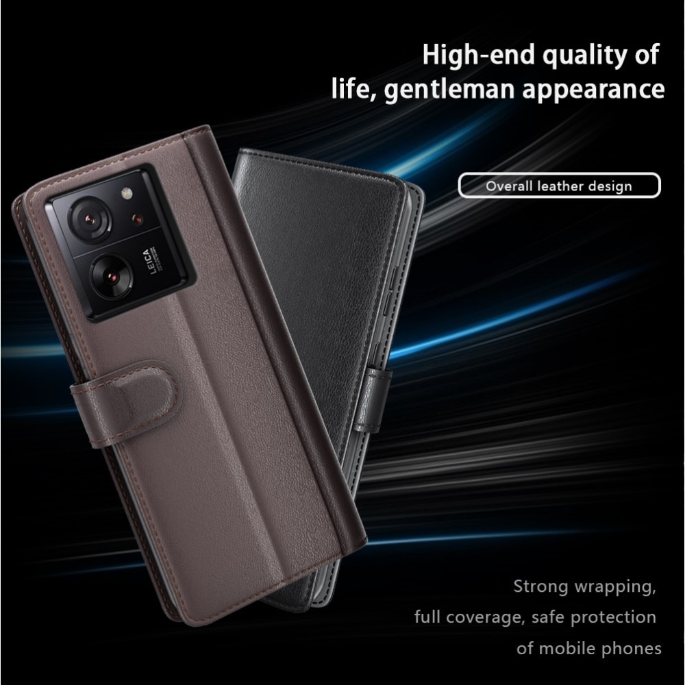 Étui en cuir veritable Xiaomi 13T, Noir