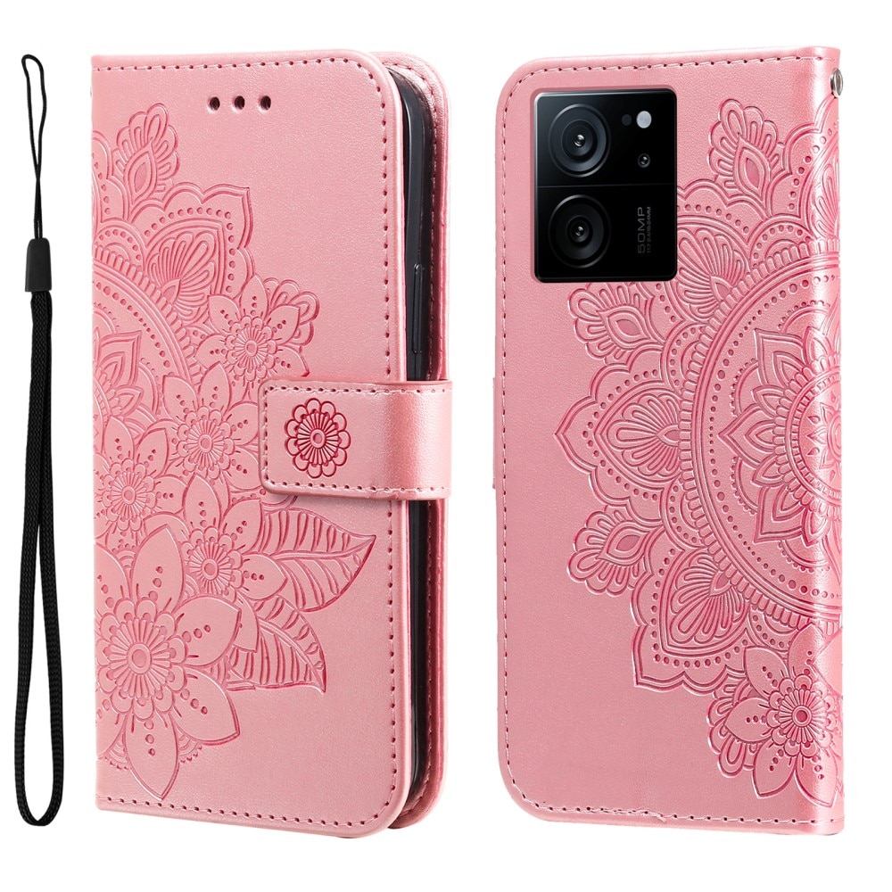 Étui en cuir Mandala Xiaomi 13T, rose