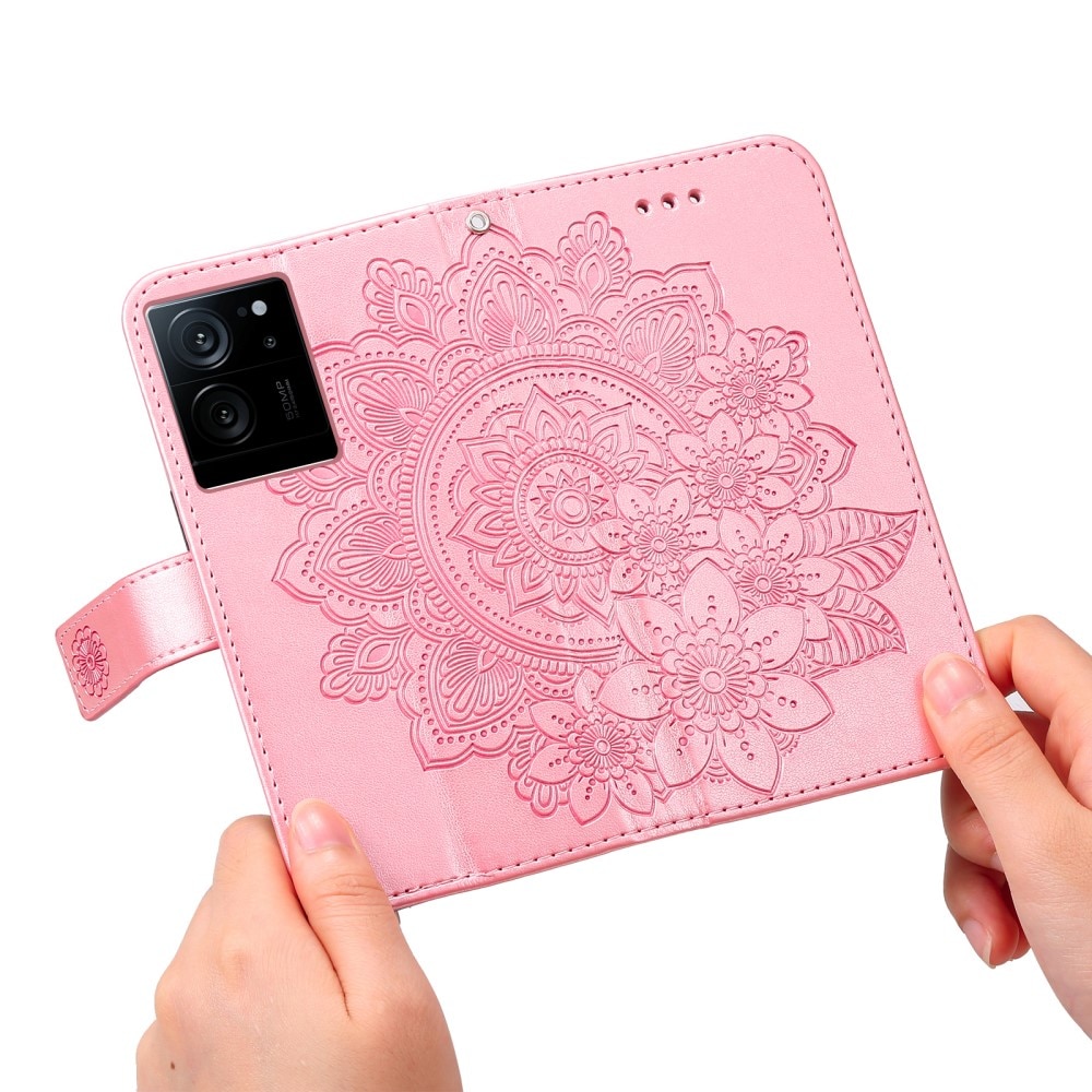 Étui en cuir Mandala Xiaomi 13T Pro, rose