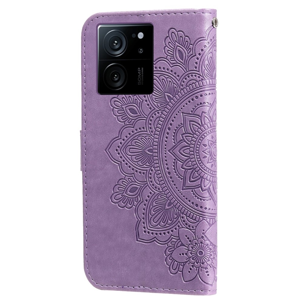 Étui en cuir Mandala Xiaomi 13T Pro, violet
