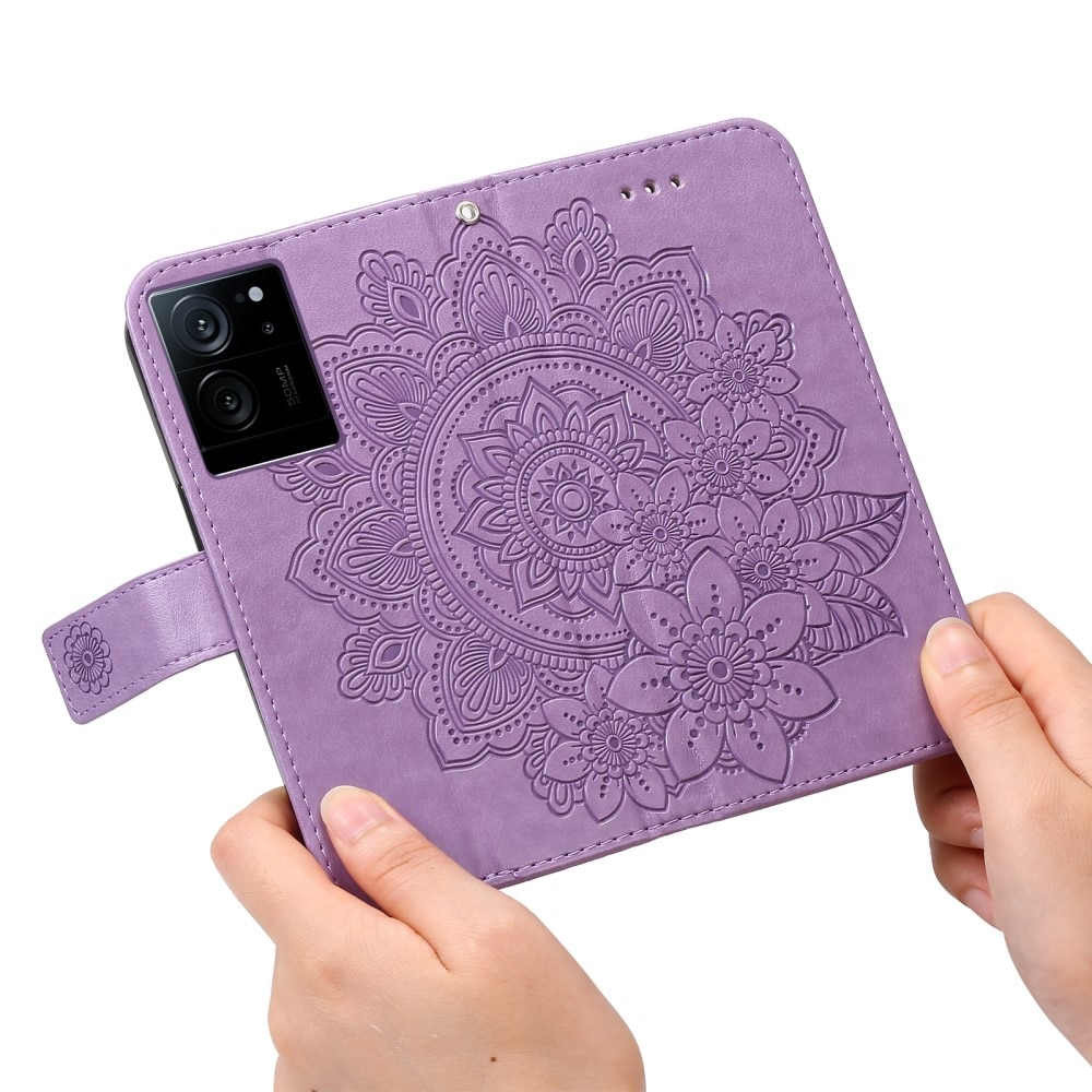 Étui en cuir Mandala Xiaomi 13T Pro, violet