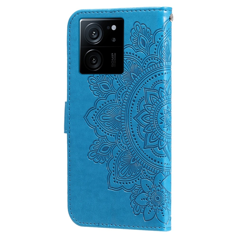 Étui en cuir Mandala Xiaomi 13T Pro, bleu