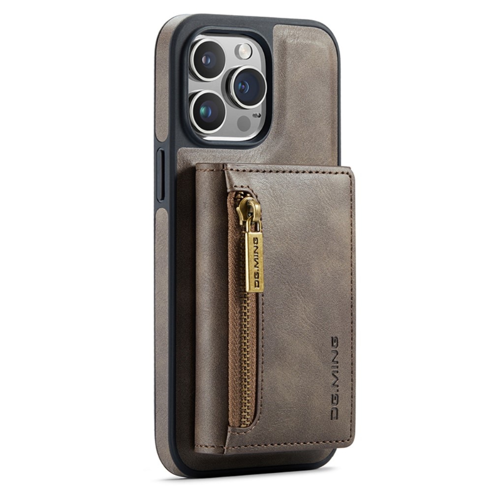 Coque Magnetic Card Slot Zipper iPhone 15 Pro Max, Brown