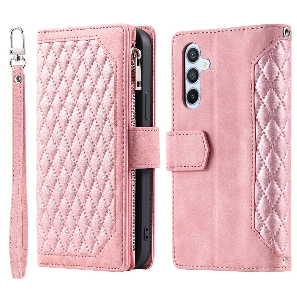 Étui portefeuille matelassée pour Samsung Galaxy A15, rose